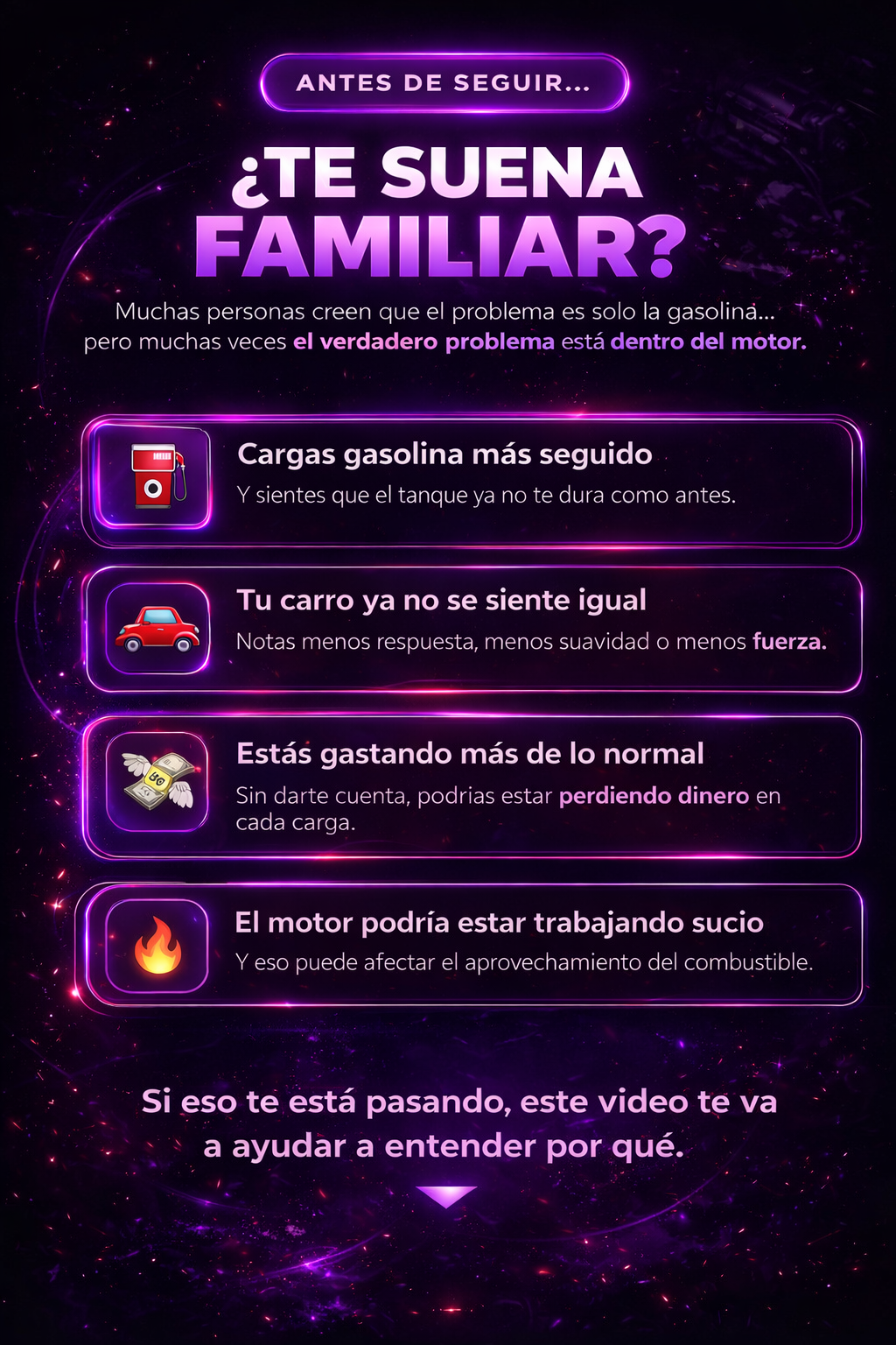 Señales de que tu auto podría estar gastando más gasolina por suciedad en el motor